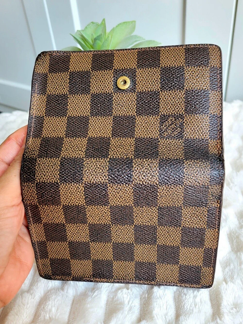 Louis Vuitton Coin Purse Compact Wallet - Brown Damier Ebene Canvas